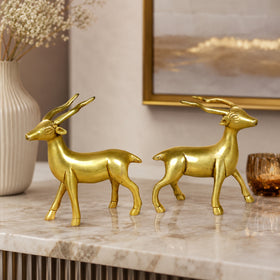 Standing Brass Deer Statue Showpiece for Vastu Grace & Harmony | Pure Brass Deer Figurine for Home, Office & Shop | Decorative Brass Deer Sculpture for Prosperity, Elegance & Spiritual Home Décor