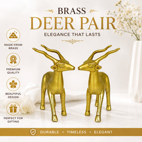 Standing Brass Deer Statue Showpiece for Vastu Grace & Harmony | Pure Brass Deer Figurine for Home, Office & Shop | Decorative Brass Deer Sculpture for Prosperity, Elegance & Spiritual Home Décor