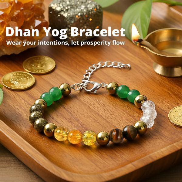 Certified Dhan Yog Bracelet Attracts Wealth and Financial Prosperity | Certificate of Authenticity | Wealth, Dhanyog Adjustable Bracelet for Men & Women