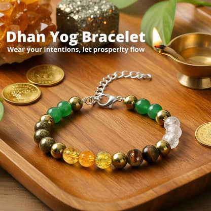 Certified Dhan Yog Bracelet Attracts Wealth and Financial Prosperity | Certificate of Authenticity | Wealth, Dhanyog Adjustable Bracelet for Men & Women