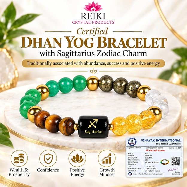 Certified Dhan Yog Sagittarius Zodiac Bracelet 8 mm