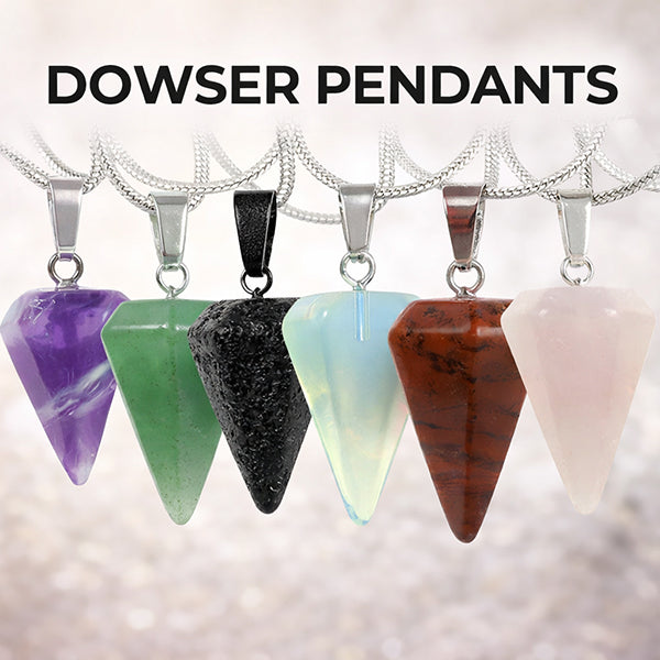 Natural Crystal Stone Dowser Shape Pendant with Metal Chain