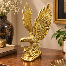 Brass Eagle for Vastu Remedy | Pure Brass Eagle Statue for Home, Office & Shop | Decorative Vastu Eagle Figurine for Strength, Vision, Protection & Positive Energy | Spiritual Home Décor