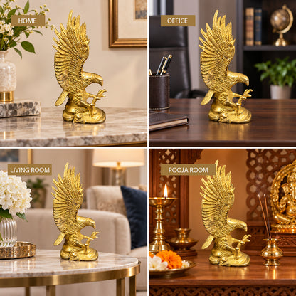Brass Eagle for Vastu Remedy | Pure Brass Eagle Statue for Home, Office & Shop | Decorative Vastu Eagle Figurine for Strength, Vision, Protection & Positive Energy | Spiritual Home Décor