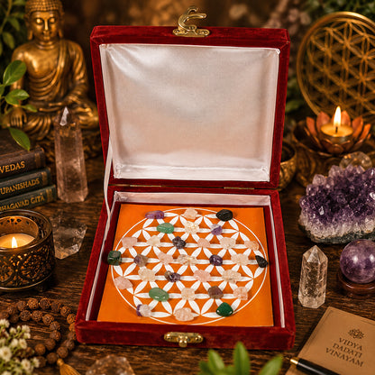 Education Crystal Tumbles Grid Box – Study Focus & Memory Support Crystal Set with Quartz Pyramid | Reiki Charged Learning Crystal Kit