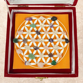 Education Crystal Tumbles Grid Box – Study Focus & Memory Support Crystal Set with Quartz Pyramid | Reiki Charged Learning Crystal Kit