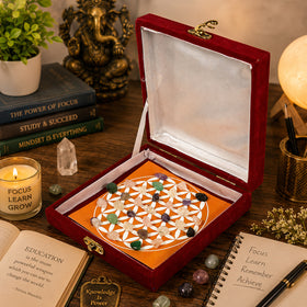 Education Crystal Tumbles Grid Box – Study Focus & Memory Support Crystal Set with Quartz Pyramid | Reiki Charged Learning Crystal Kit
