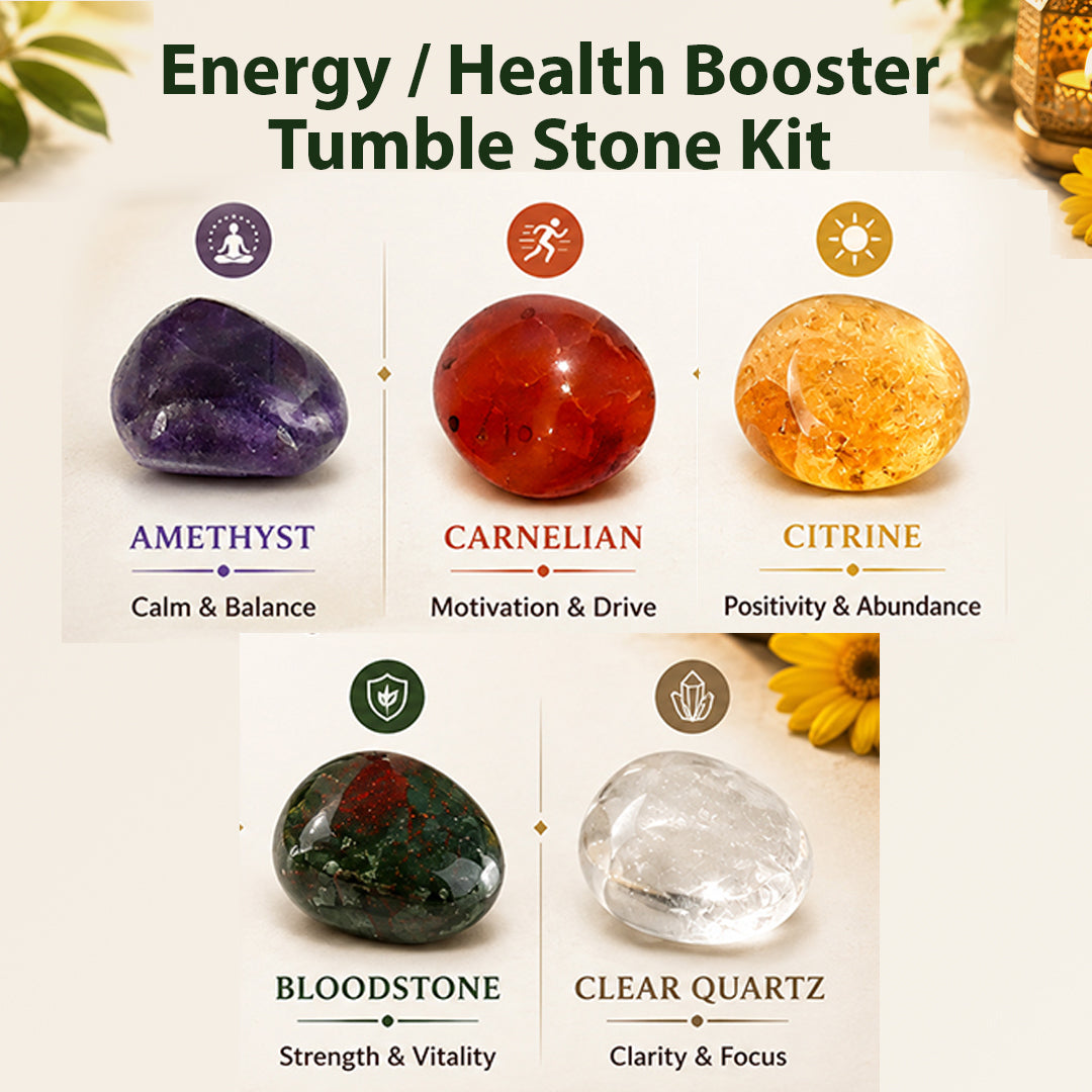 Premium Reiki Charged Healing Crystal Tumble Stone Kit for Manifestation, Chakra Balancing, Wealth, Education, Relationship, Protection, Health Booster, Stress Relief and Positive Energy Activation
