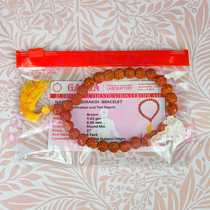 Five 5 Mukhi Rudraksha Bracelet for Meditation, Focus, Spiritual Growth