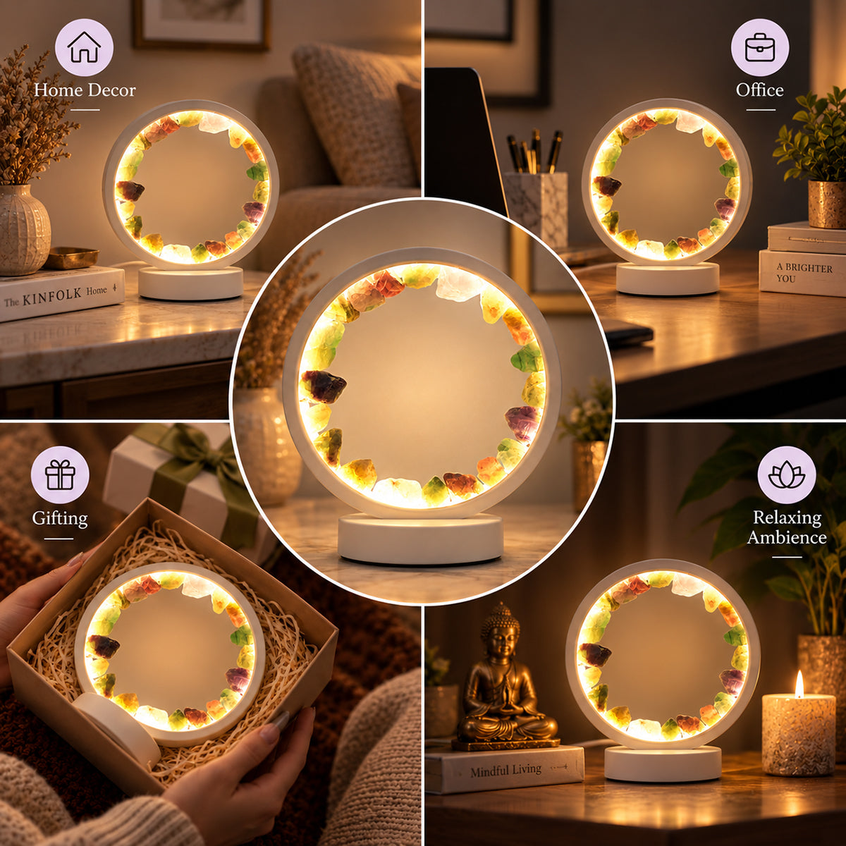 Fluorite Stone Lamp for Home Office and Study Room