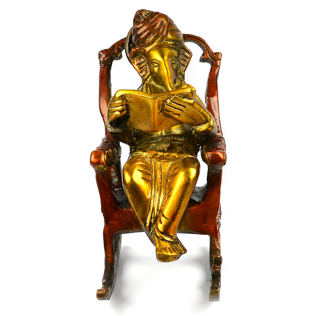 Brass Lord Ganesha Statue Sitting on a Chair | Premium Brass Ganesh Idol for Home Decor, Office Desk & Pooja Room | Vastu & Feng Shui Decorative Murti for Diwali, Housewarming & Gifting | 1000–1100 Gram