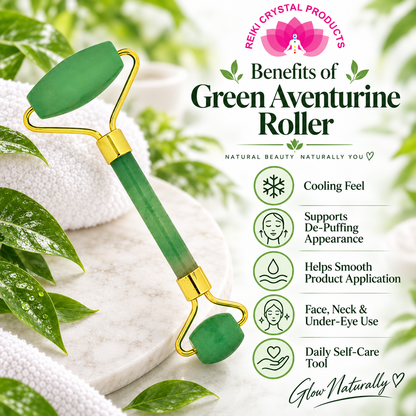 Green Aventurine Crystal Face Roller for Daily Skincare Routine