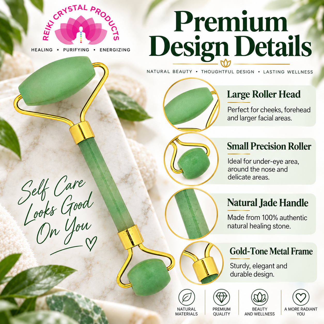 Green Jade Face Massage Roller for Serum Oil and Moisturiser