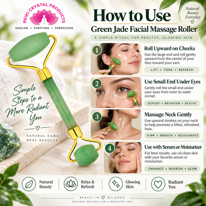 Green Jade Face Roller for Cooling Facial Massage and Relaxation
