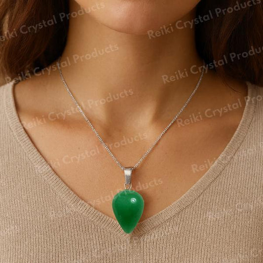 Natural Crystal Stone Drop Shape Pendant With Chain