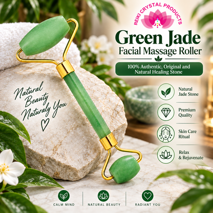Natural Green Jade Facial Massage Roller for Face and Skin Care