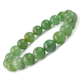Green Jade 10 mm Round Bead Bracelet | Natural Green Jade Crystal Bracelet for Luck, Prosperity, Harmony & Success | Reiki Charged Gemstone Bracelet for Men & Women | Adjustable Healing Bracelet