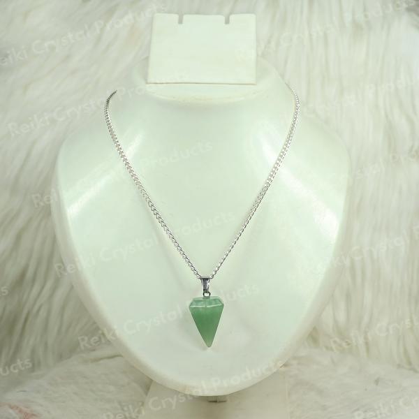 Natural Crystal Stone Dowser Shape Pendant With Chain