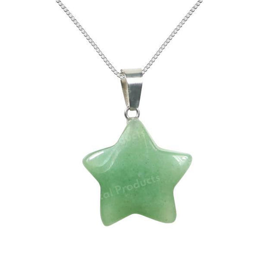 Natural Crystal Stone Star Shape Pendant With Chain