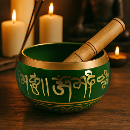 Tibetan Singing Bowl with Wooden Stick 10.1 cm (4 Inch) | Meditation Prayer Bowl for Yoga, Reiki, Music Therapy & Spiritual Practices