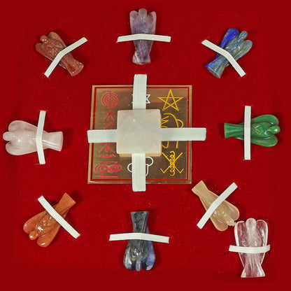 7 chakra angel grid box with clear quartz pyramid