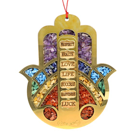 7 Chakra Crystals Hamsa Hand Wall Hanging Spiritual Decor