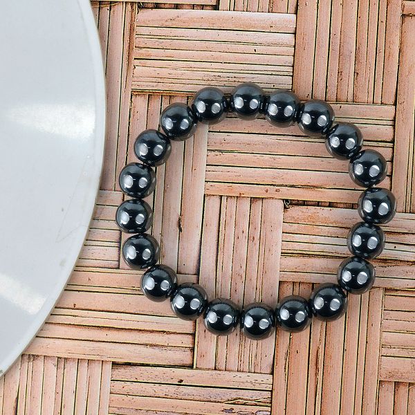 Hematite 10 mm Round Bead Bracelet for Grounding, Protection, Strength & Confidence