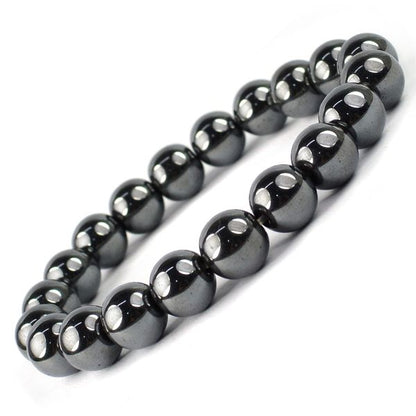 Hematite 10mm Round Bead Bracelet for Grounding, Protection, Strength & Confidence