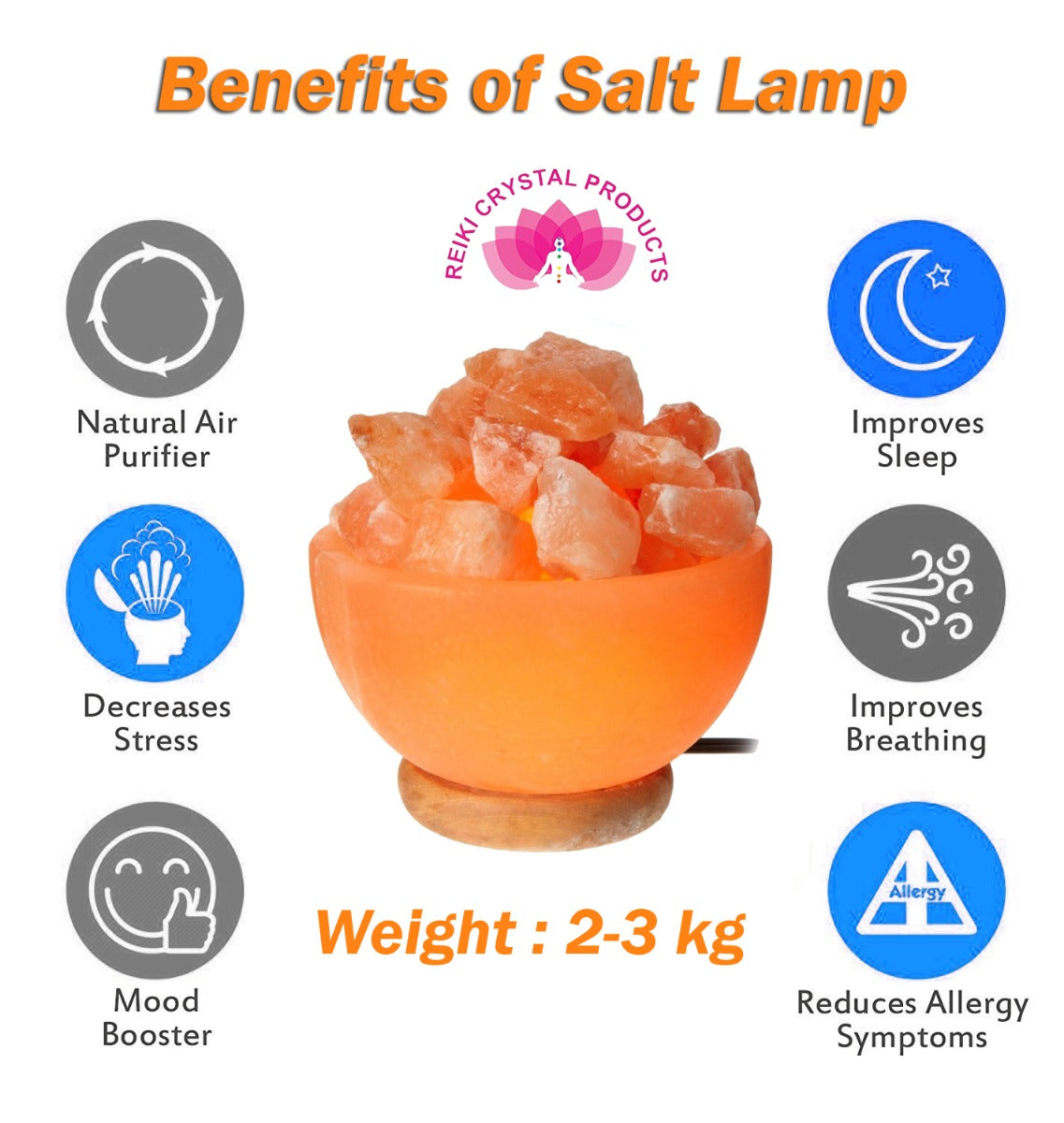 Himalayan Fire Bowl Salt Lamp | Hand-Carved Rock Salt Lamp with Wooden Base
