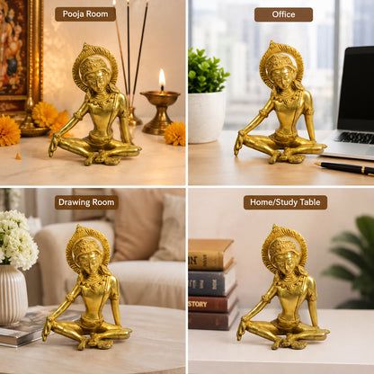 Brass Indra Dev for Vastu Remedy 17.7 cm (7 Inch) | Pure Brass Lord Indra Statue for Home, Office & Temple | Decorative Brass Indra Dev Idol for Prosperity, Strength, Protection & Spiritual Home Décor