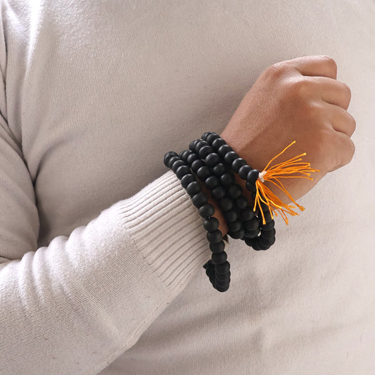 Original Karungali Wood Mala 10 mm Beads | 108 Prayer & Meditation Mala for Protection, Spiritual Healing, Positive Energy & Yoga Japa Mala for Men & Women