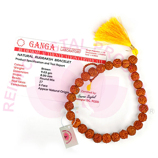 Lab Certified 5 Mukhi Rudraksha Bracelet for Meditation, Focus, Spiritual Growth & Inner Balance | Natural Rudraksha Beads for Men & Women