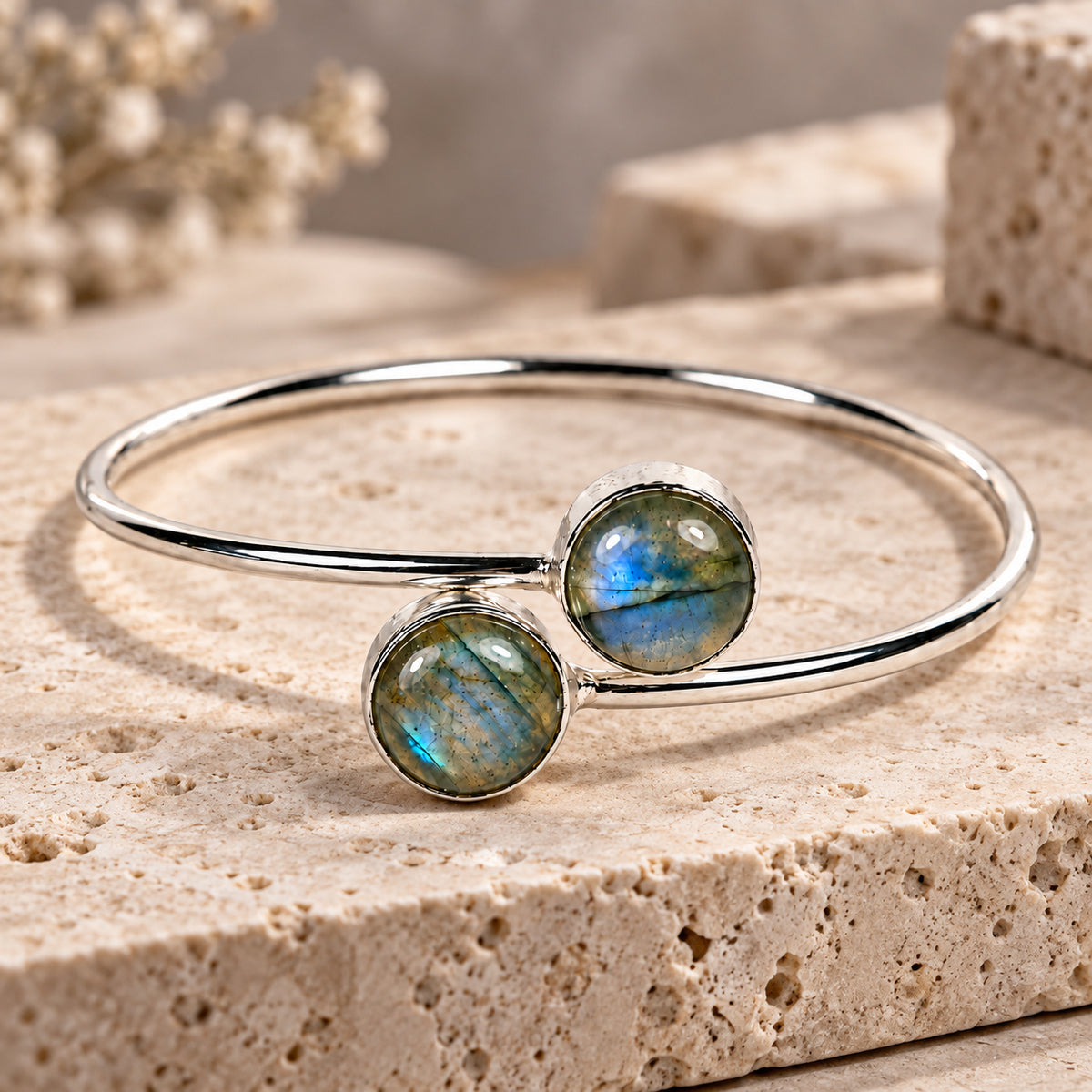 Labradorite Cuff Bangle Bracelet