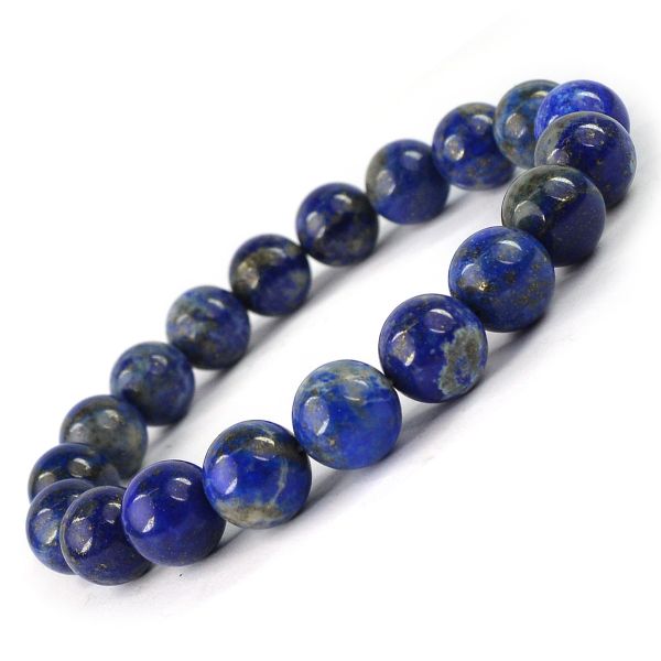 Lapis Lazuli 10 mm Round Bead Bracelet | Natural Lapis Lazuli Crystal Bracelet for Wisdom, Confidence, Communication & Protection | Reiki Charged Gemstone Bracelet for Men & Women | Adjustable Healing Bracelet