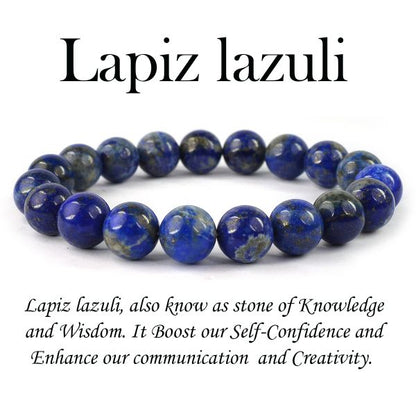 Lapis Lazuli Crystal Bracelet for Wisdom, Confidence, Communication & Protection