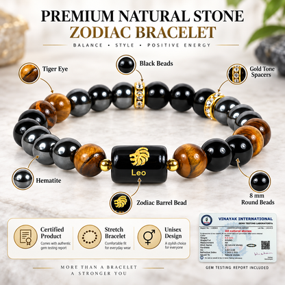 Certified Triple Protection Leo Zodiac Bracelet 8 mm