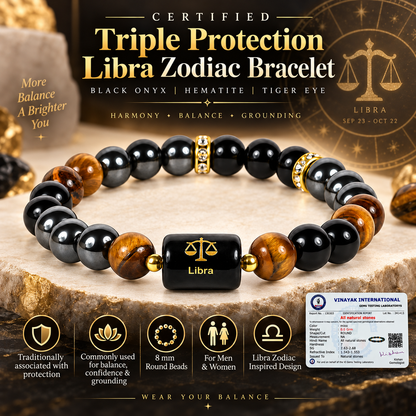 Certified Triple Protection Libra Zodiac Bracelet 8 mm