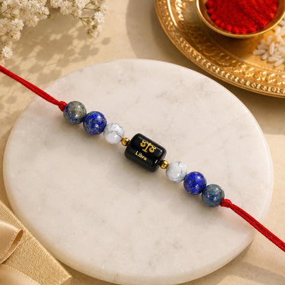 Libra (तुला राशि) Zodiac Birth Sign Gemstone Rakhi | Natural Crystal Astrology Rakhi Bracelet | Adjustable Thread Raksha Bandhan Gift for Men & Women