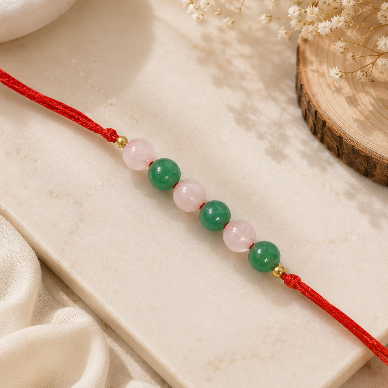 Love & Growth Band / Bracelet | Natural Green Aventurine & Rose Quartz Crystal Stone Bracelet for Men & Women | Prosperity, Love & Positive Energy
