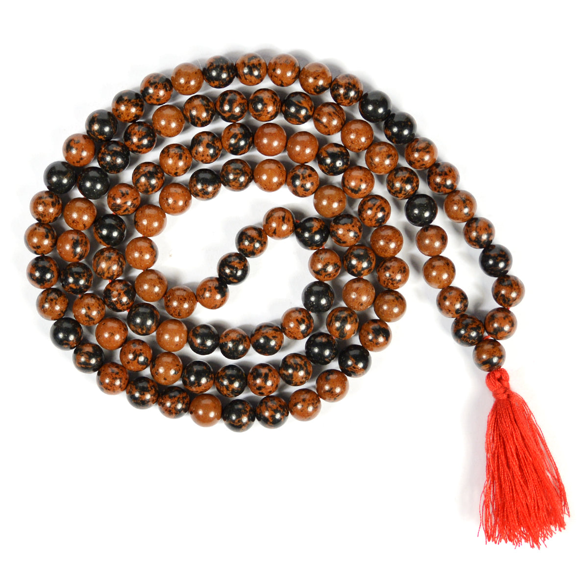 Mahogany Obsidian Crystal Mala | Natural Protection & Grounding Gemstone Necklace