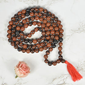 Mahogany Obsidian Crystal Mala | Natural Protection & Grounding Gemstone Necklace