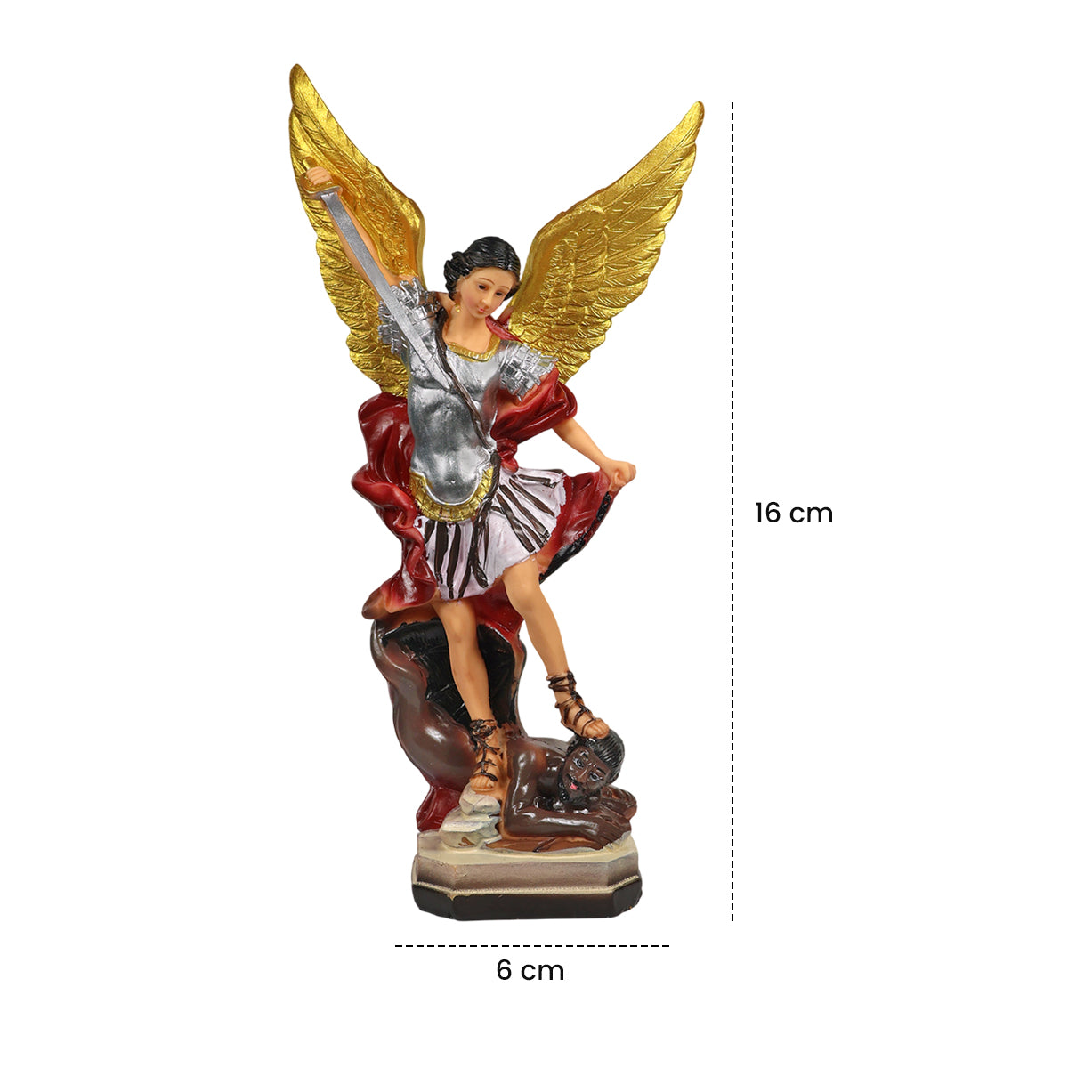 Decorative angel statue on a table with flowers and a candle in a living room setting