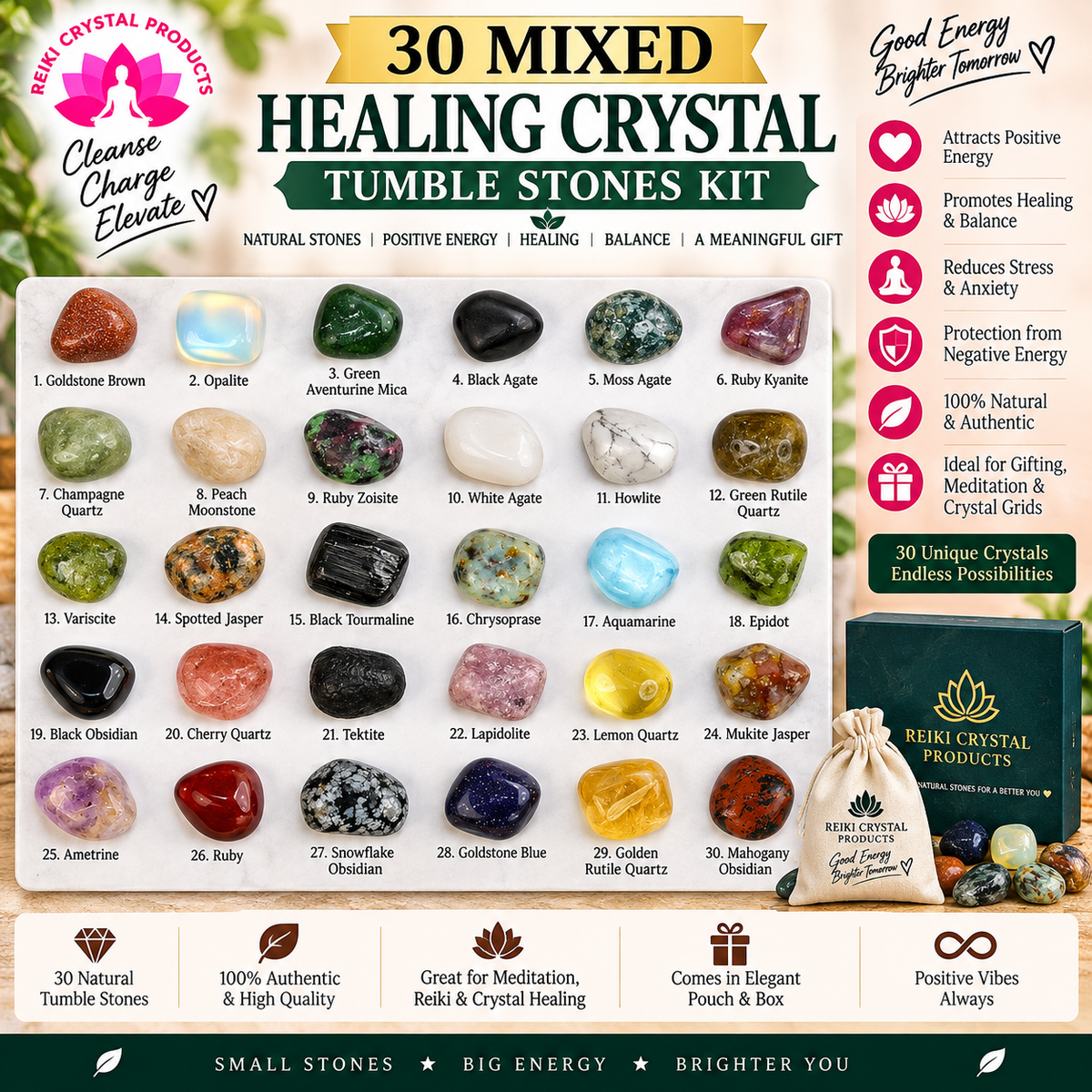 Mixed Healing Crystal Tumble Stones Kit