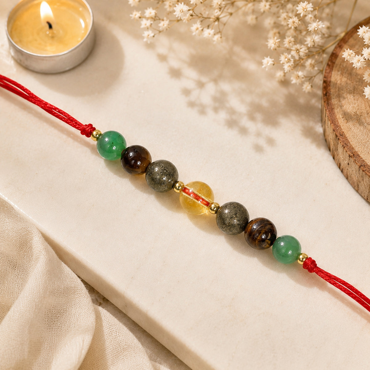 Money Magnet / Wealth / Dhan Yog Band / Bracelet | Natural Citrine, Pyrite, Green Aventurine & Tiger Eye Crystal Stone Bracelet for Men & Women | Prosperity, Success & Positive Energy