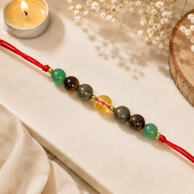 Money Magnet / Wealth / Dhan Yog Band / Bracelet | Natural Citrine, Pyrite, Green Aventurine & Tiger Eye Crystal Stone Bracelet for Men & Women | Prosperity, Success & Positive Energy