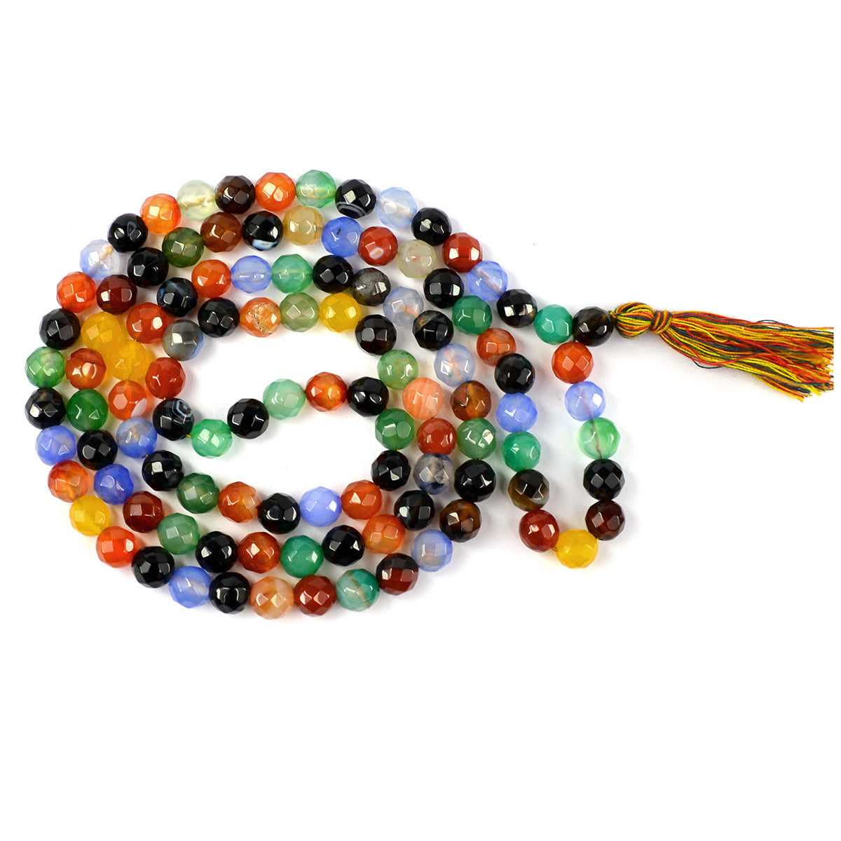 Multi Onyx Crystal Mala | Natural Healing Gemstone Necklace for Strength & Protection