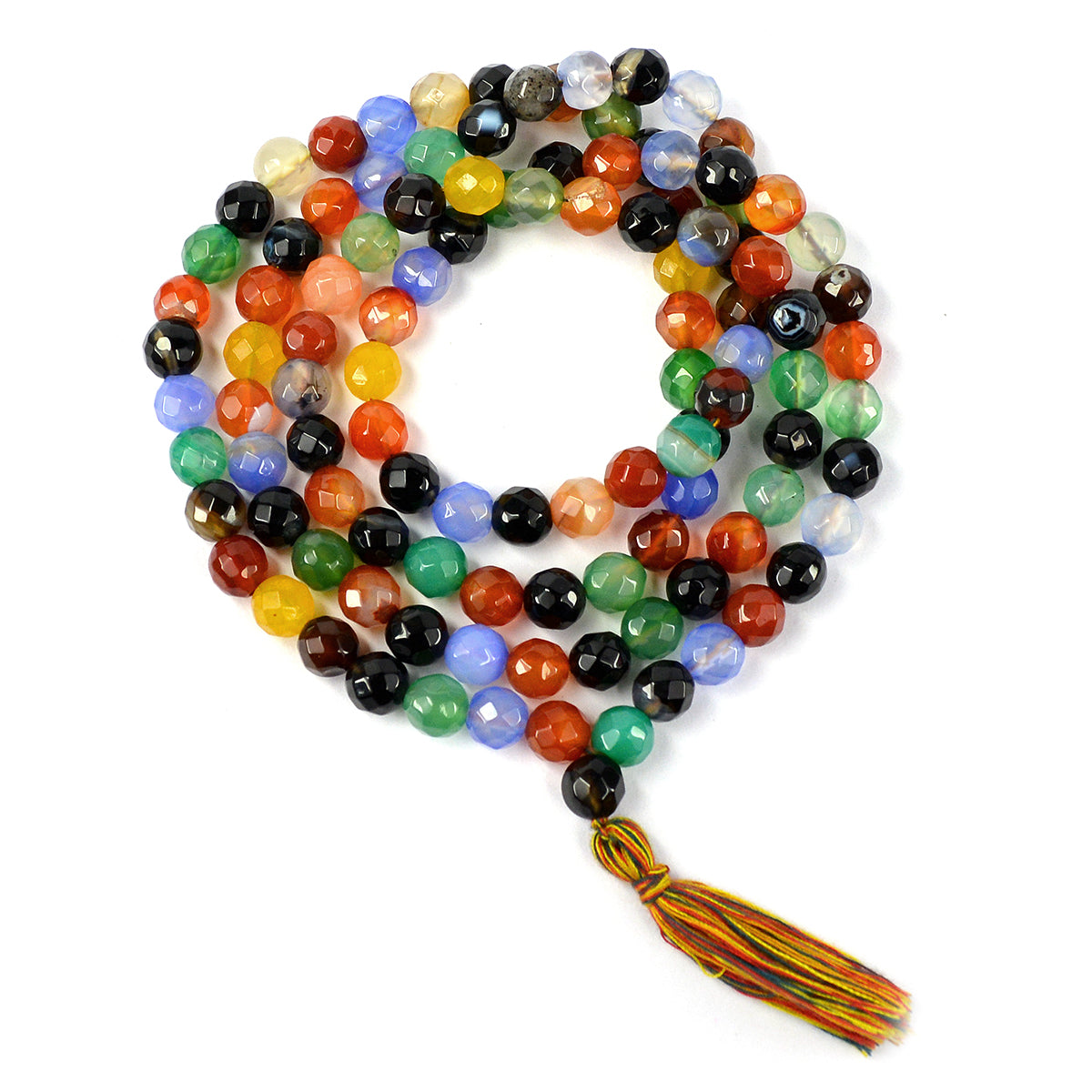 Multi Onyx Crystal Mala | Natural Healing Gemstone Necklace for Strength & Protection