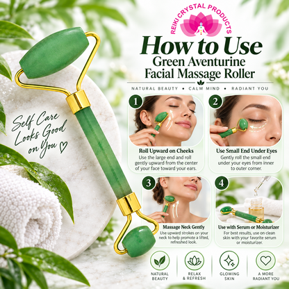 Green Aventurine Face Roller for Cooling Facial Massage and Relaxation
