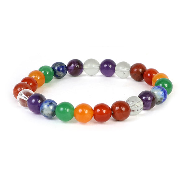 Natural 7 Chakra 8 mm Round Bead Bracelet for Chakra Balancing, Healing, Positive Energy & Spiritual Well-Being | Reiki Charged Gemstone Bracelet for Men & Women