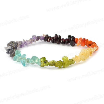 Natural 7 Chakra Chip Bracelet Energy Balance, Harmony, Positivity & Spiritual Practices
